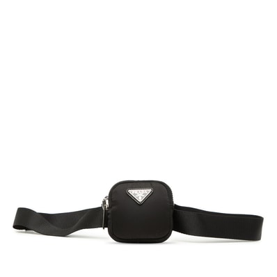 プラダ 三角ロゴプレート ボディバッグ ウエストバッグ ウエストポーチ 1CN076 ブラック ナイロン レディース PRADA 【中古】