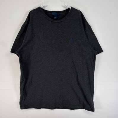古着 90's/90年代 ポロバイラルフローレン Polo by Ralph Lauren 半袖Tシャツ ロゴ 刺繍 クルーネック シングルステッチ M グレー 無地 メンズ