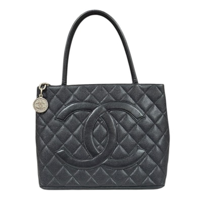 シャネル 復刻トート マトラッセ トートバッグ キャビアスキン A01804 ブラック レディース CHANEL 中古