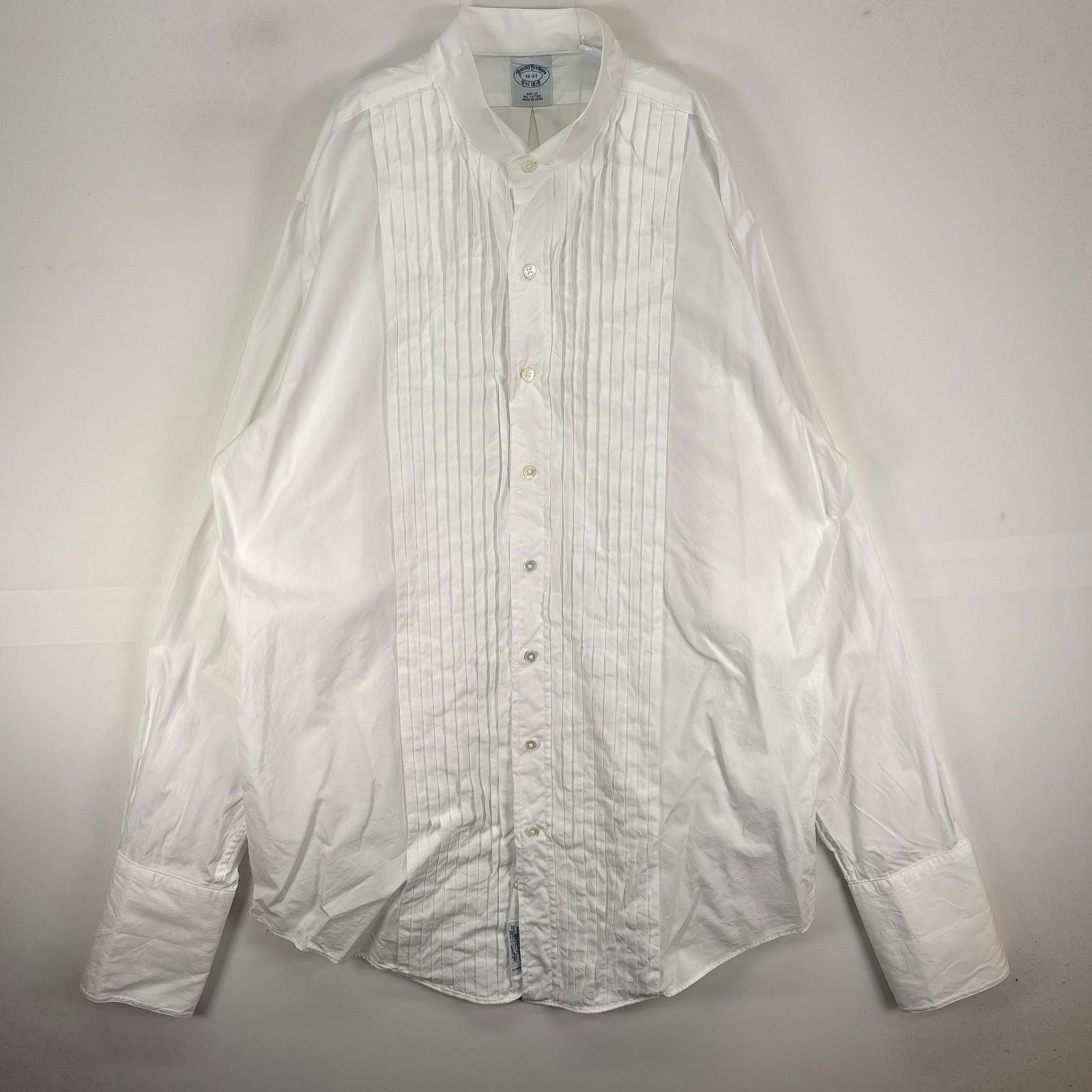 古着 ブルックスブラザーズ Brooks Brothers 長袖シャツ プリーツ ドレスシャツ XL ホワイト系 無地 メンズ