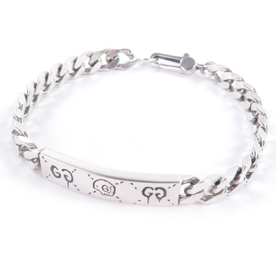 美品 グッチ ブレスレット グッチゴースト シルバー メンズ 18 455321
