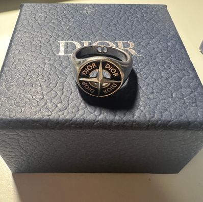 Dior x Stone Island Signet Ring Resin "Silver/Black"