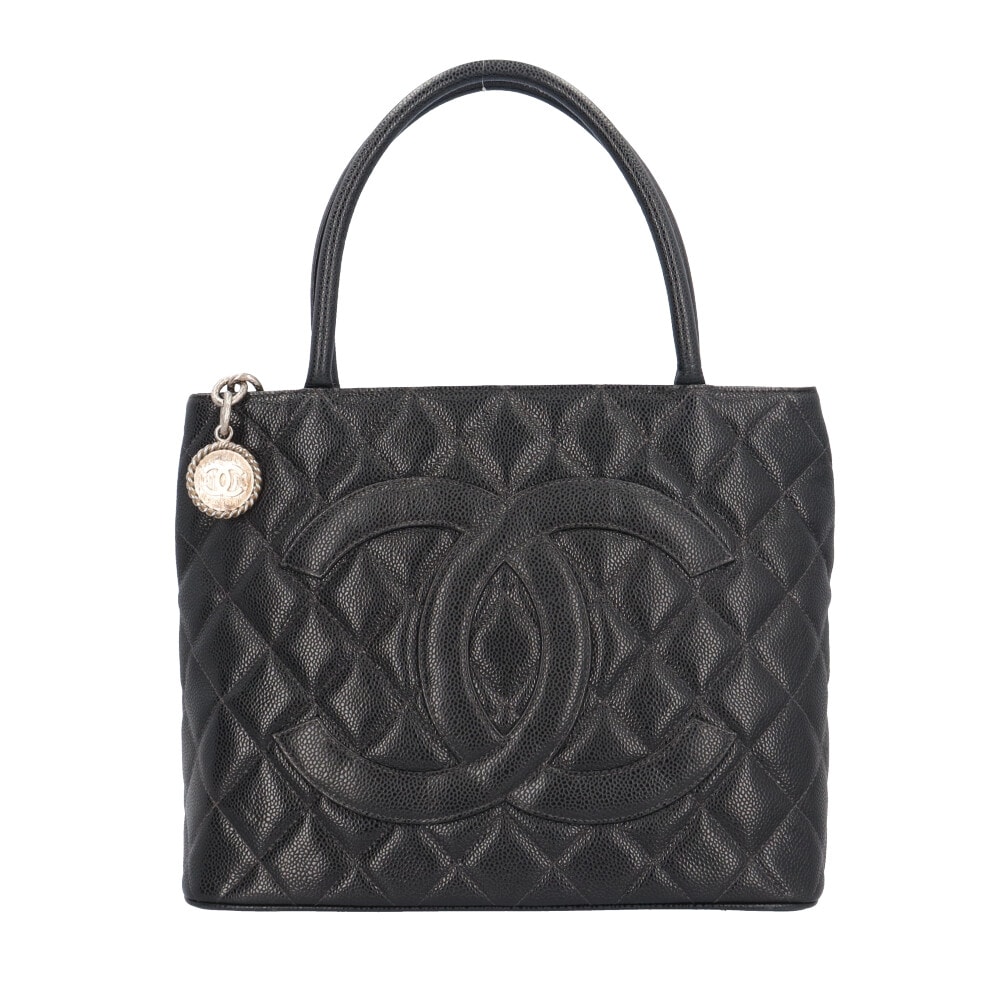 シャネル 復刻トート マトラッセ トートバッグ キャビアスキン A01804 ブラック レディース CHANEL  中古