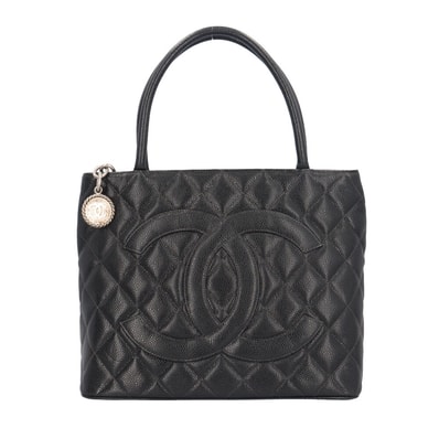 シャネル 復刻トート マトラッセ トートバッグ キャビアスキン A01804 ブラック レディース CHANEL 中古