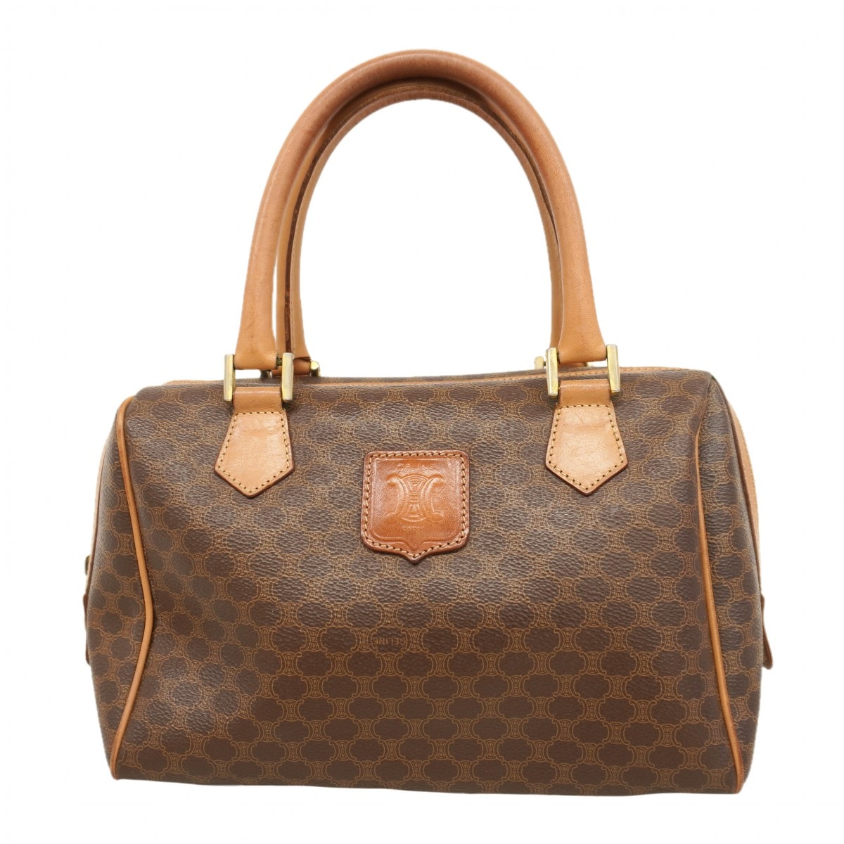 【6dc3830-k】セリーヌ ハンドバッグ マカダム PVC ブラウン ゴールド金具【中古】レディース