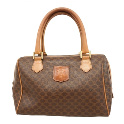 【6dc3830-k】セリーヌ ハンドバッグ マカダム PVC ブラウン ゴールド金具【中古】レディース