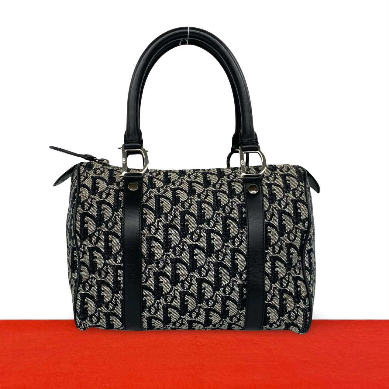 Christian Dior ディオール トロッター 柄 キャンバス レザー ハンドバッグ ブラック
200-9