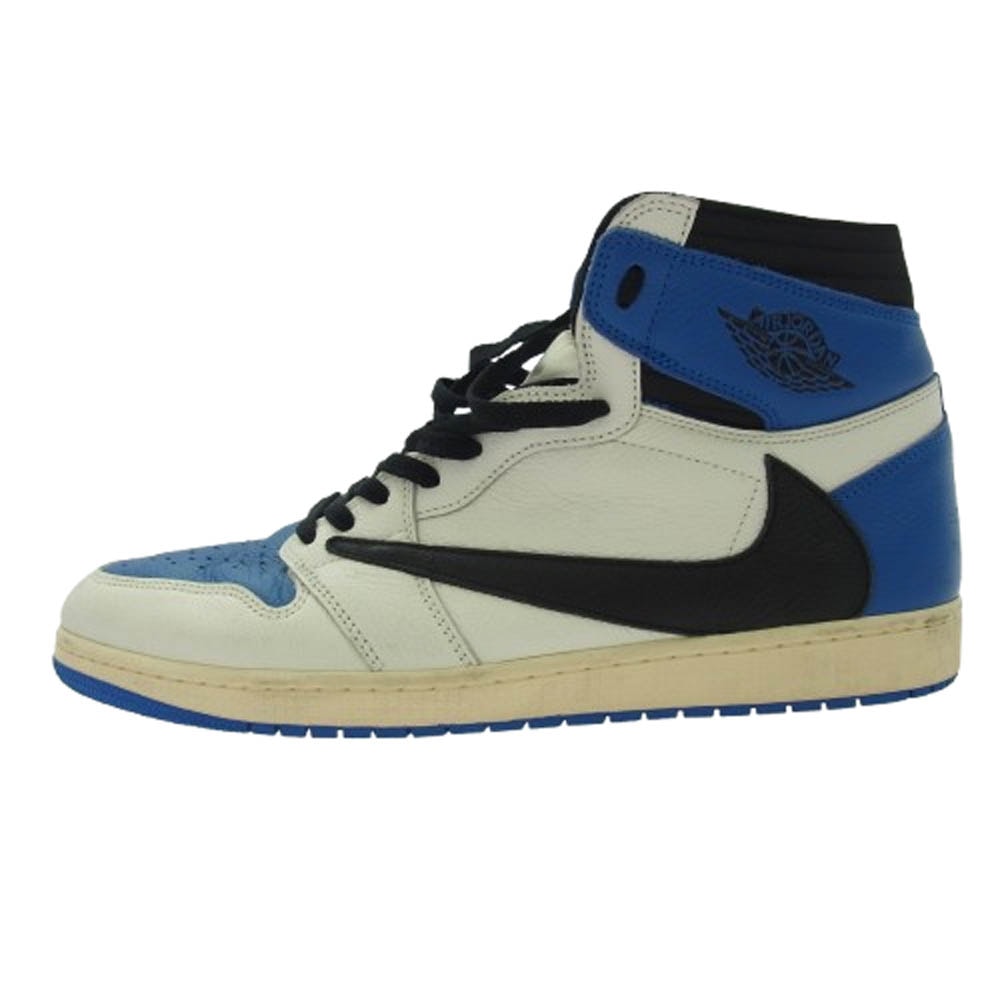 NIKE  DH3227-105 【フェイクバスターズ鑑定済】 × Travis Scott × Fragment Air Jordan 1 Retro High OG SP Military Blue AJ1  【中古】