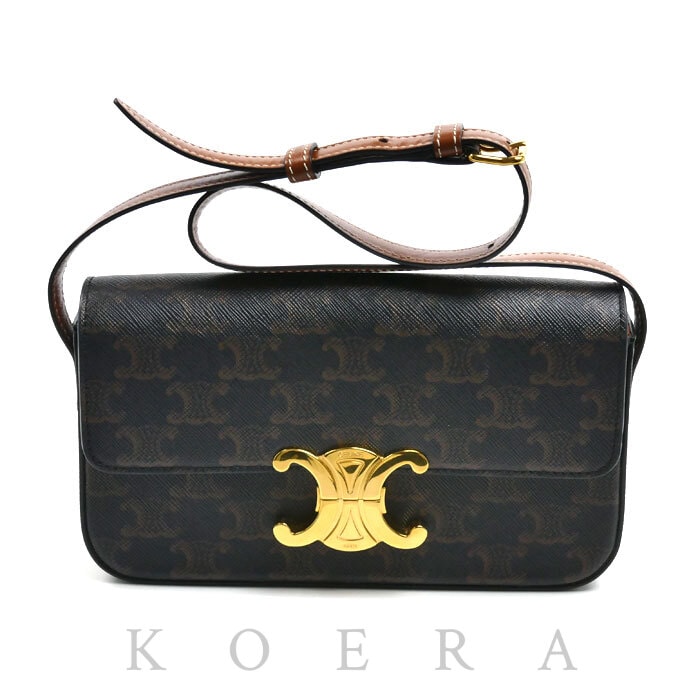 CELINE セリーヌ トリオンフ クロード ショルダーバッグ ブラウン 194142CUZ レディース【中古】【美品】