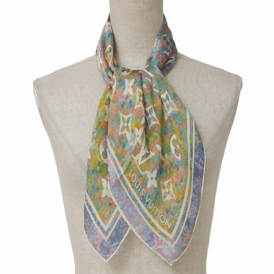 ■美品■LOUIS VUITTON ルイ・ヴィトン スカーフ モノグラム シルク 65cm × 65cm イタリア製 ブランド古着【中古】20260429/RA8902