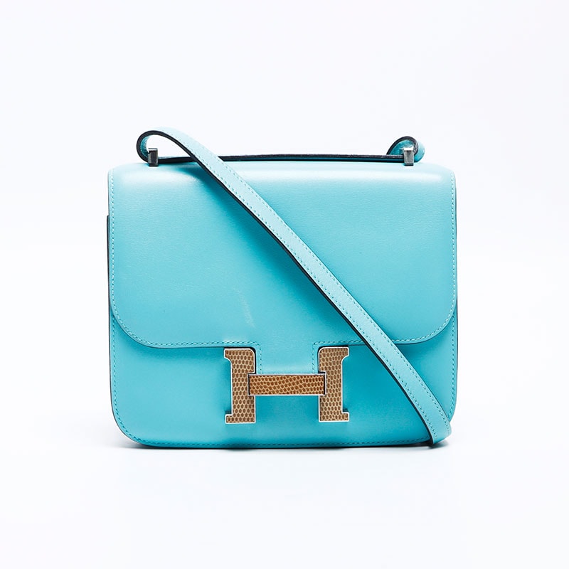 エルメス HERMES コンスタンス3 ミニ 18 ブルーアトール クロコ T刻印2015年 ショルダーバッグ【中古】