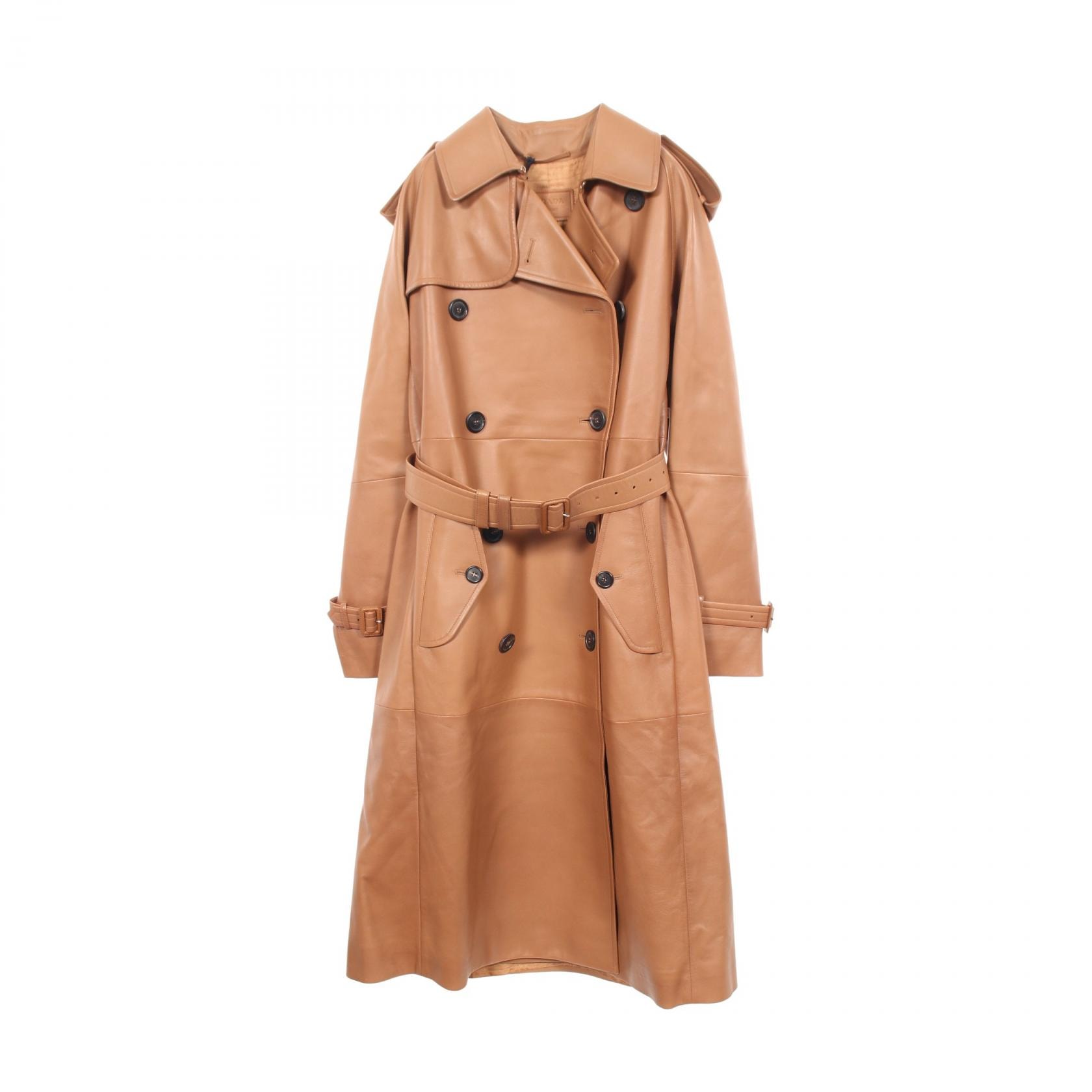 プラダ PRADA NAPPA トレンチコート 衣料品 アウター レザー レディース ブラウン系 【中古】
