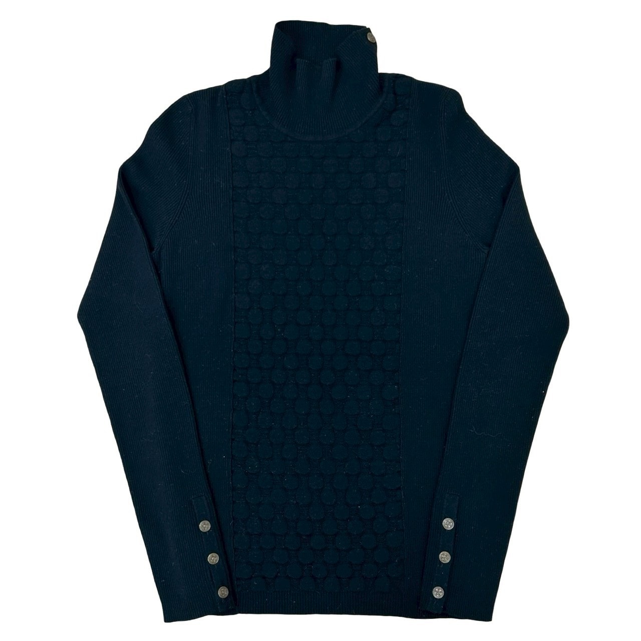 CHANEL シャネル ハイネック ココマーク ボタン ウール ポリエステル ニット ブラック
1762b