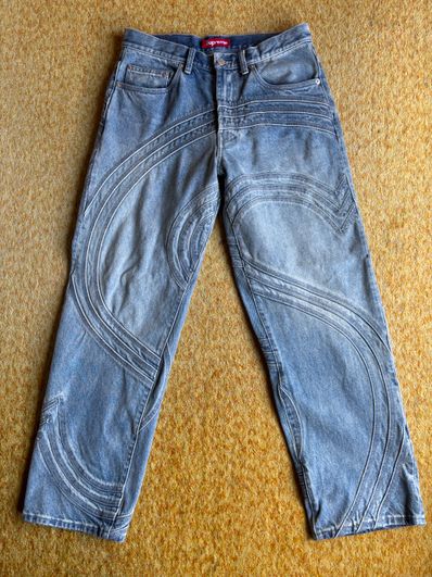 Supreme S Logo Loose Fit Jean "Washed Blue"