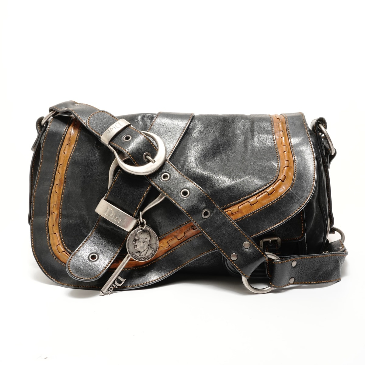 ディオール Dior ガウチョ レザー ショルダーバッグ【中古】