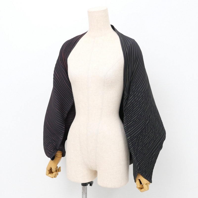 ■未使用品■ISSEY MIYAKE イッセイミヤケ カーディガン サイズ2 CANNA PLEATS ドルマン プリーツカーディガン ボレロ 顔料プリント【おすすめ】 20240723/RA0517