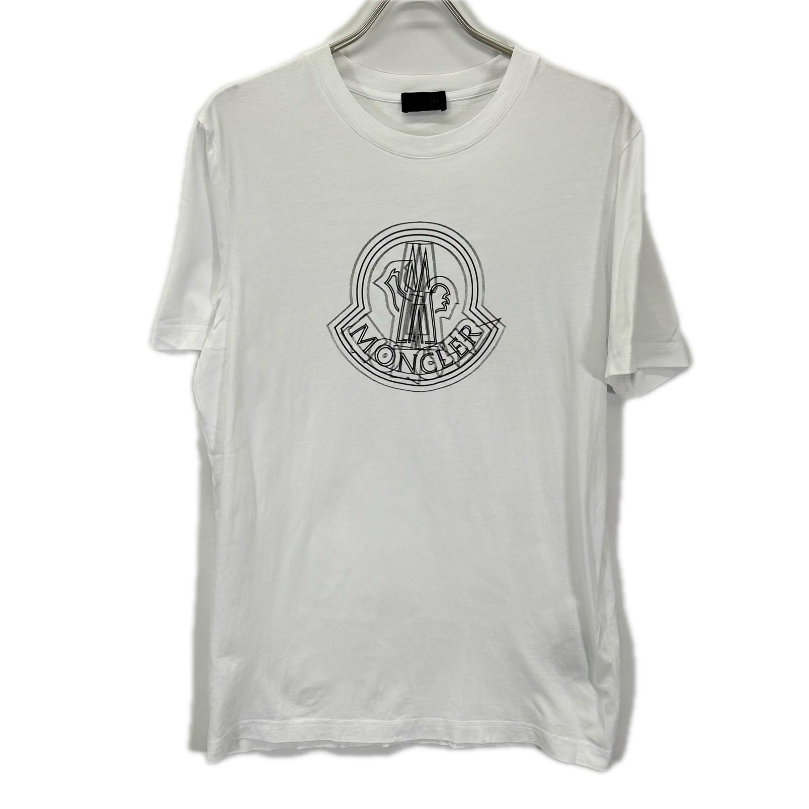 モンクレール 23SS J10918C00028 ホワイト エンブレムロゴ クルーネックTシャツ S