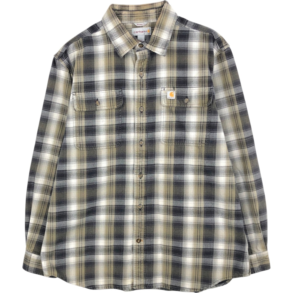 古着 カーハート Carhartt ORIGINAL FIT チェック柄 長袖 ワークシャツ メンズL相当/eaa666599