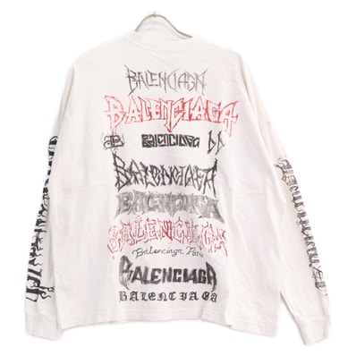 バレンシアガ 【国内正規/23年製】ヴィンテージ加工 DIY METAL メタルロゴ 長袖Tシャツ L