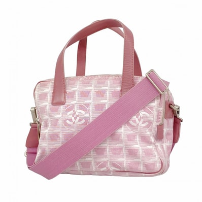 【6de5547-k】シャネル ハンドバッグ ニュートラベル ナイロン ピンク シルバー金具 2wayバッグ【中古】レディース