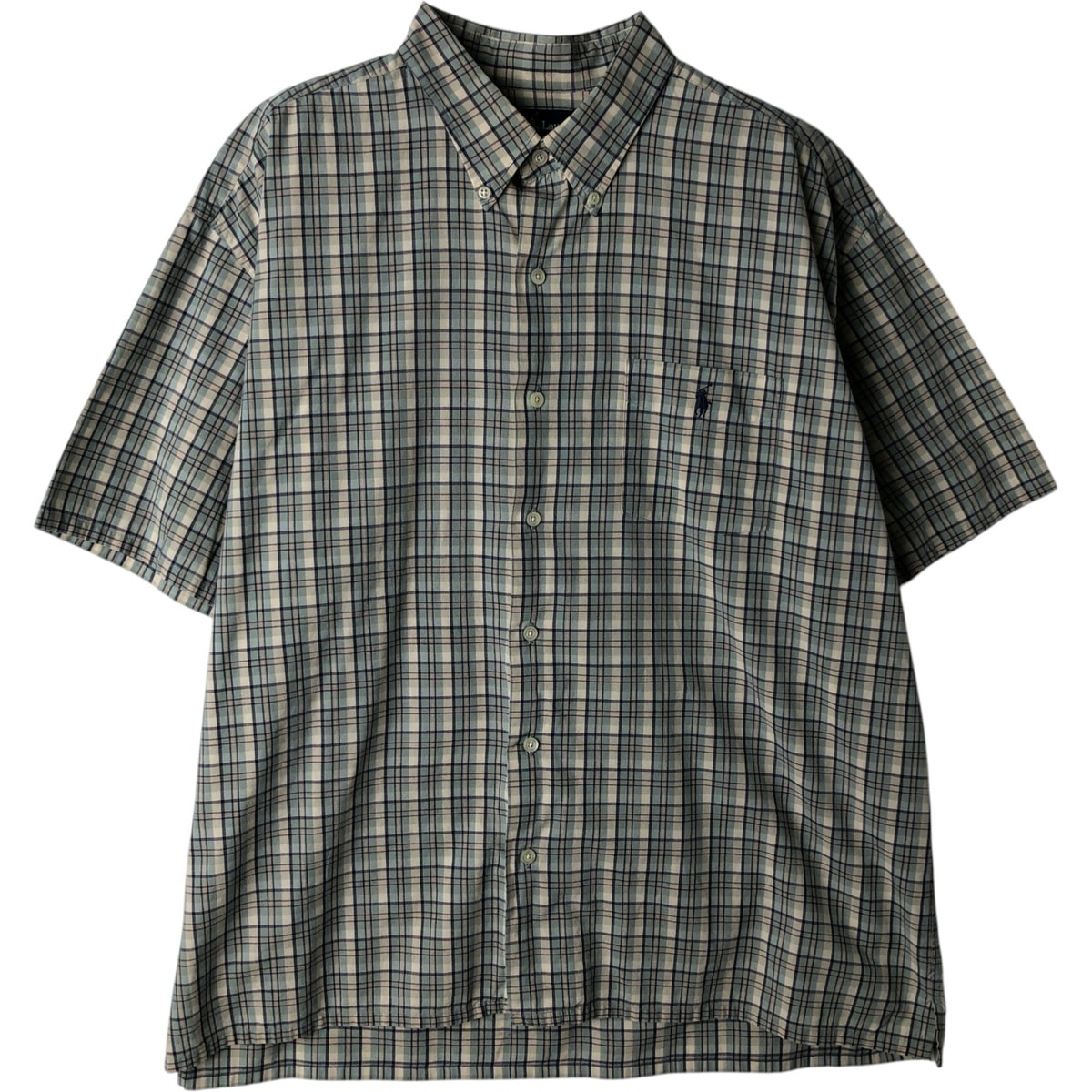 古着 ラルフローレン Ralph Lauren GREGGOR 半袖 ボタンダウン チェックシャツ ボックスシャツ メンズXL相当/eaa477561