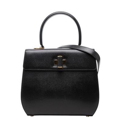 サルヴァトーレフェラガモ ガンチーニ ハンドバッグ 2WAY ショルダーバッグ AT-21 6172 ブラック レザー レディース Salvatore Ferragamo 中古