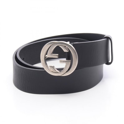 グッチ GUCCI インターロッキングG ベルト 衣料品 レザー レディース ブラック系 368186 【中古】