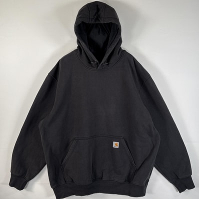 古着 カーハート Carhartt パーカー 大きいサイズ マフポケット ワンポイントロゴ フード紐 レインディフェンダー 14041 ブラック メンズ