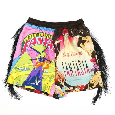 ■美品■2022SS■Stella McCartney × Disney ステラマッカートニー × ディズニー ショートパンツ サイズXXS Fantasia ファンタジア シルクパンツ フリンジ ブランド古着【中古】20240614/RA0022