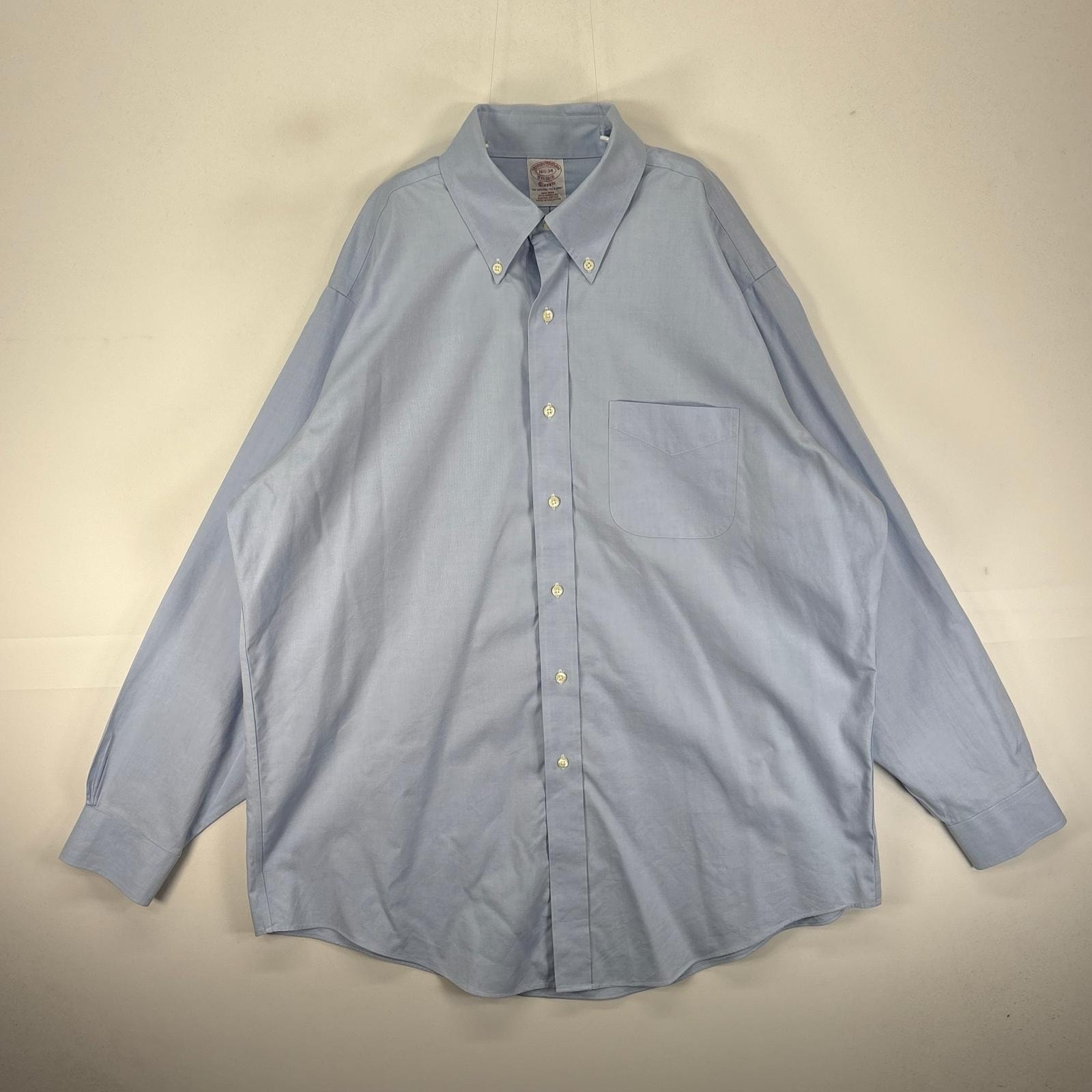 古着 ブルックスブラザーズ Brooks Brothers 長袖シャツ ボタンダウン クラシック L  水色系 無地 メンズ