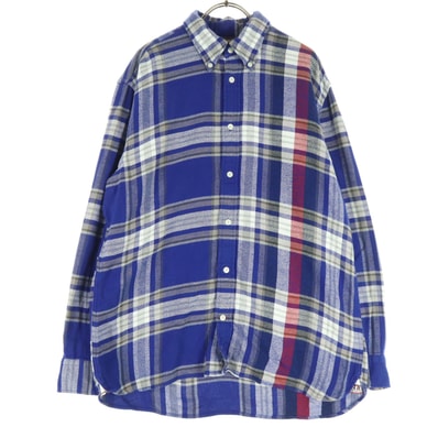 TOMMY HILFIGER トミーヒルフィガー チェック柄 長袖 ボタンダウン ネルシャツ L ブルー