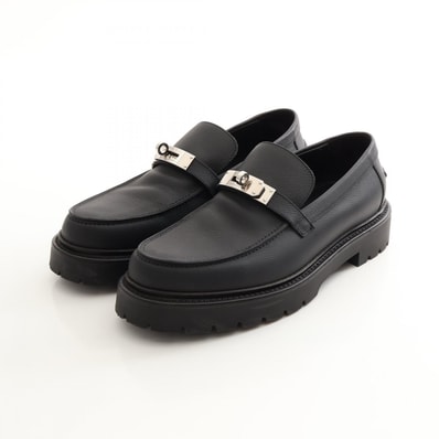 エルメス HERMES アイコン ケリーバックル ローファー 靴 レザー メンズ ブラック系 【中古】