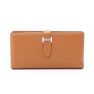 エルメス HERMES ベアンスフレ 二つ折り長財布 財布 レザー カーフ(牛革) ヴォーエプソン ヴォーエプソン ゴールド X刻印(2016年製造) レディース ブラウン系 【中古】
