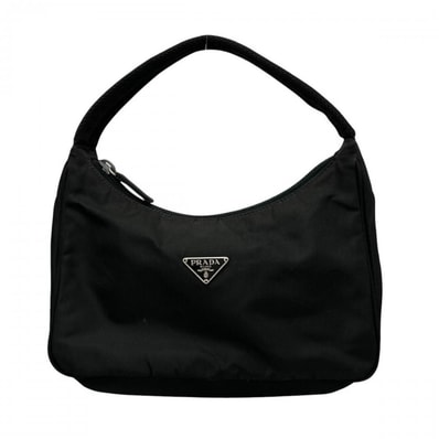 PRADA プラダ ハンドバッグ MV515 トライアングルロゴ ミニバッグ ナイロン ブラック 黒 シルバー金具 レディース【中古品】