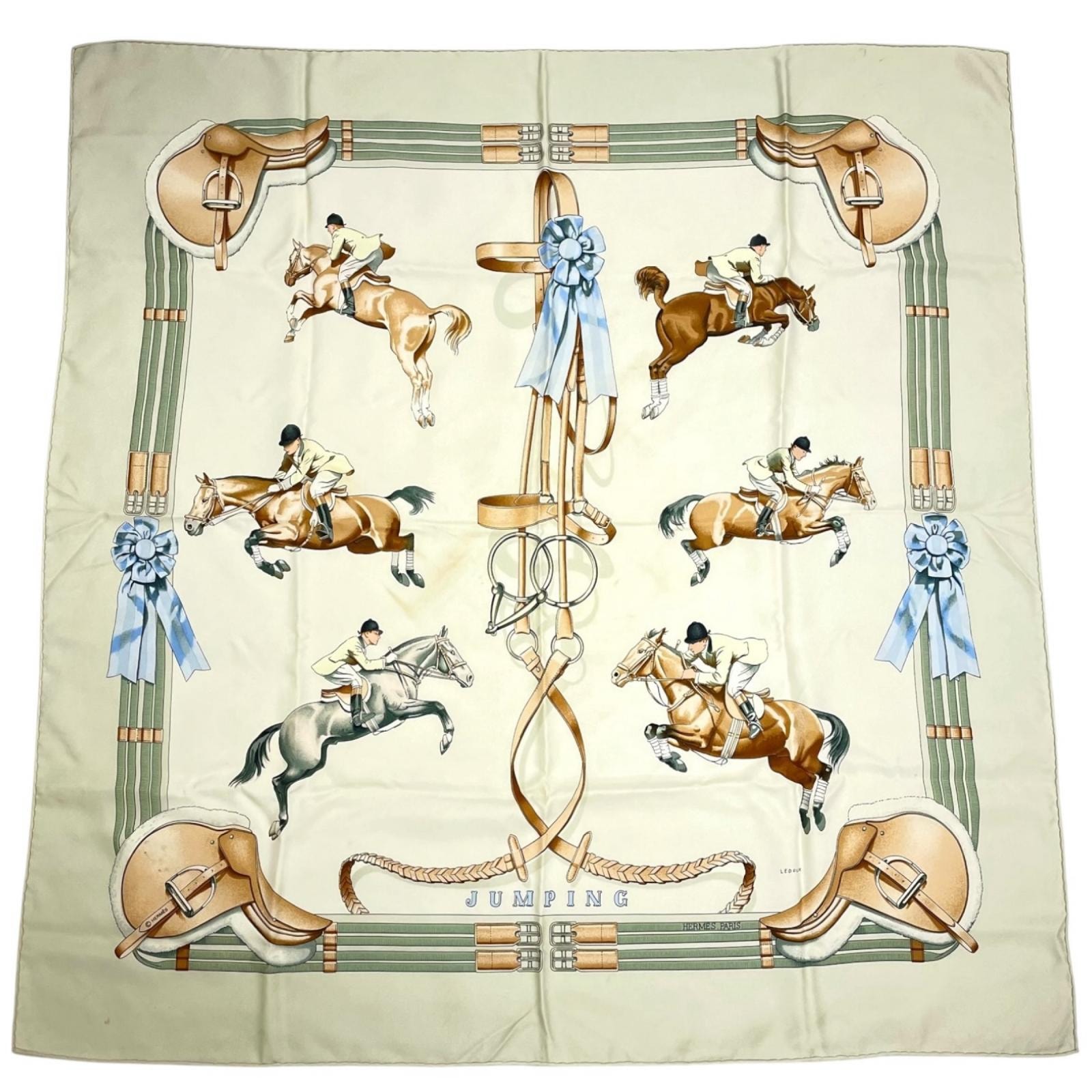 HERMES エルメス JUMPING スカーフ シルク マルチカラー レディース カレ90【中古】