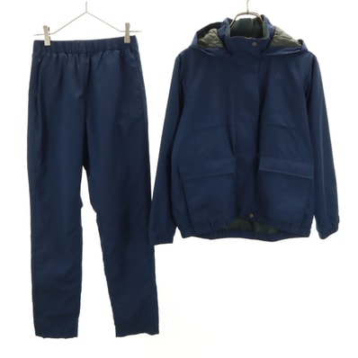 adidas アディダス フード付き ウインドブレーカー 上下セットアップ S ネイビー トレーニング トリコット裏地