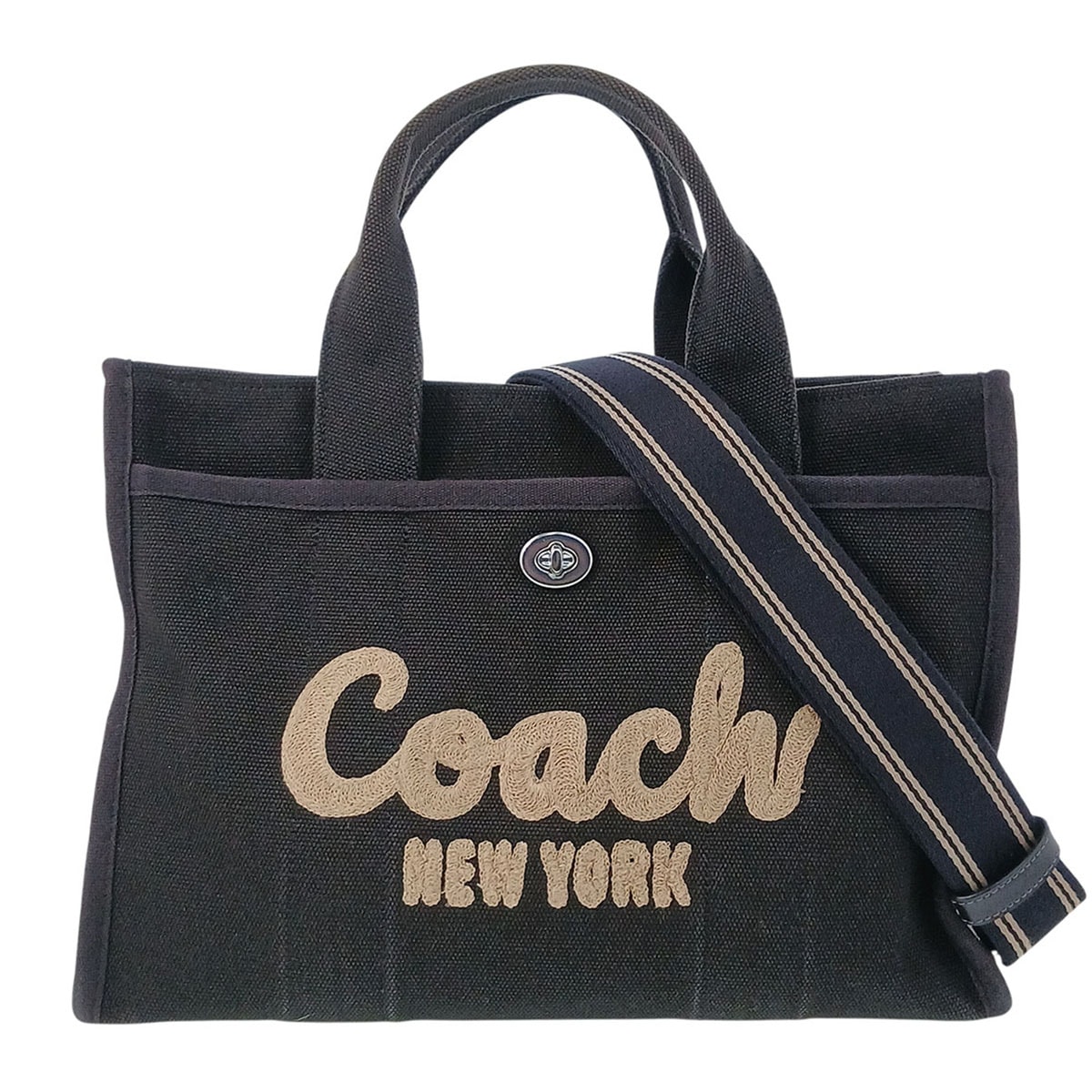 COACH コーチ カーゴトート トートバッグ CP158 キャンバス ブラック  レディース【中古】