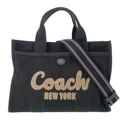 COACH コーチ カーゴトート トートバッグ CP158 キャンバス ブラック レディース【中古】
