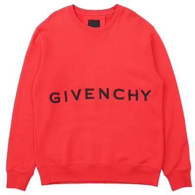 【美品】 ジバンシィ トレーナー ロゴ エンブロイダリー 刺繍 スウェット メンズ レッド L GIVENCHY
