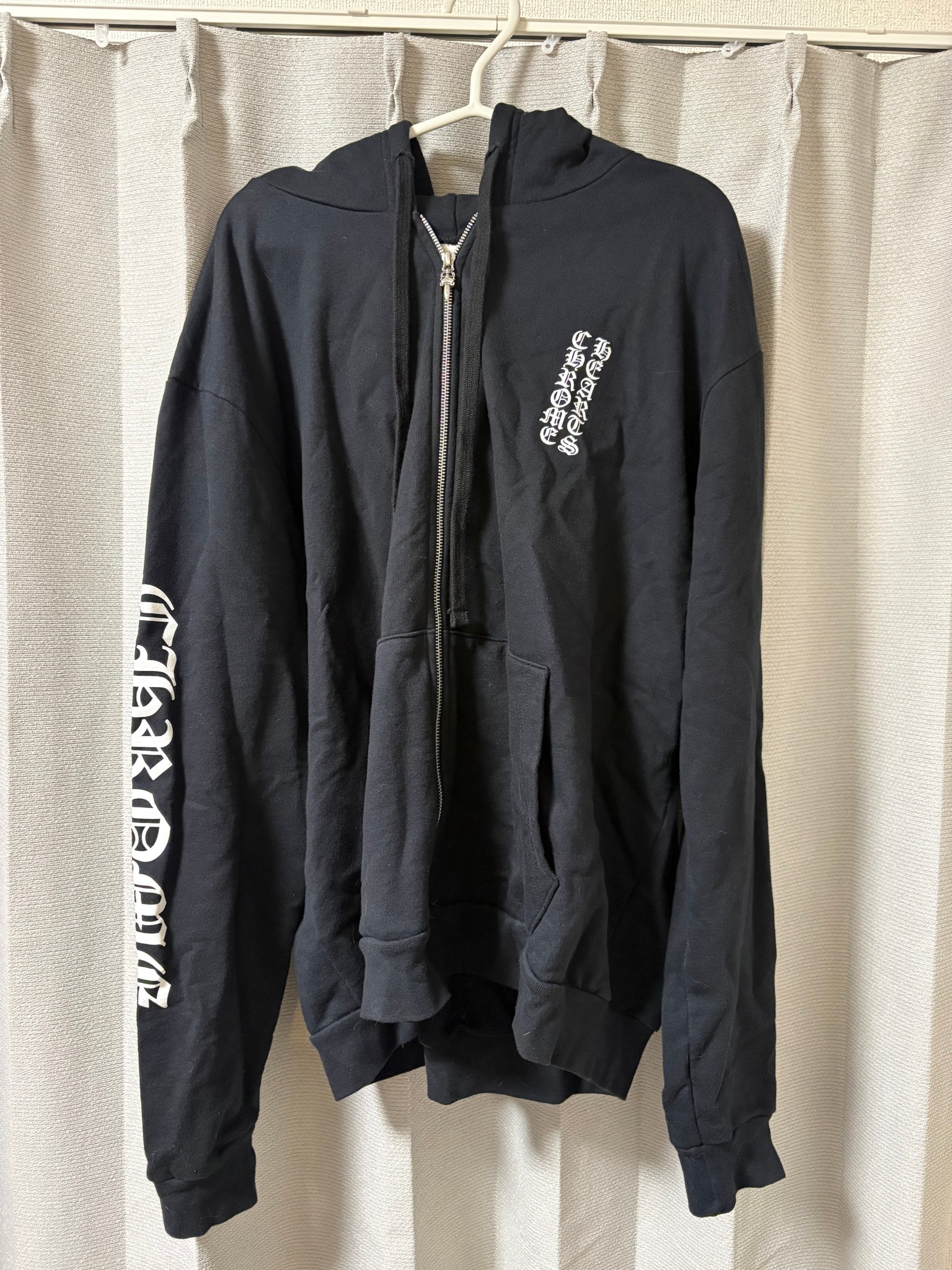 Chrome Hearts Vertical Logo Zip Up Hoodie "Black"