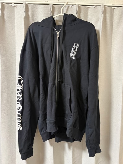 Chrome Hearts Vertical Logo Zip Up Hoodie "Black"