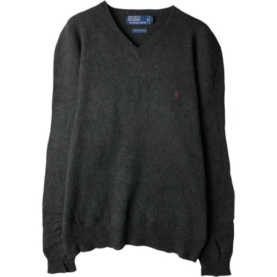 古着 ラルフローレン Ralph Lauren POLO by Ralph Lauren Vネック ラムウールニットセーター メンズL相当/eaa612327