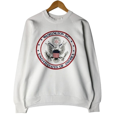 古着 90年代 フルーツオブザルーム FRUIT OF THE LOOM 星条旗柄 鷲柄 イーグル柄 プリントスウェットシャツ トレーナー USA製 メンズL相当 ヴィンテージ/eaa598607