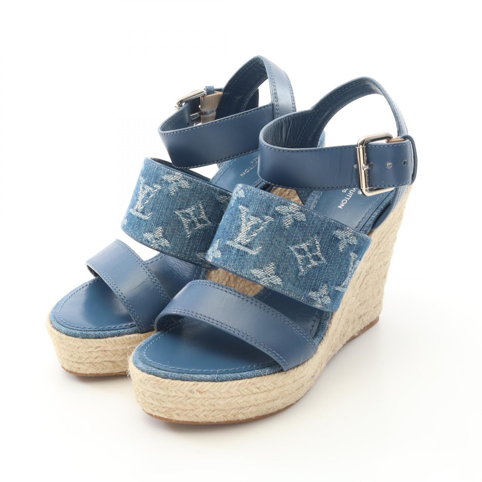 ルイ・ヴィトン LOUIS VUITTON スターボードライン サンダル 靴 デニム レザー レディース ブルー系 1A7RA8 【中古】