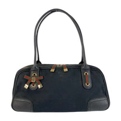 美品 GUCCI グッチ シェリーライン プリンシー ブラック 黒 ゴールド金具 GGキャンバス レザー/ ショルダーバッグ ミニボストンバッグ 506149 【中古】