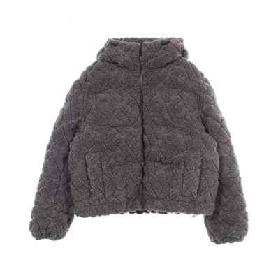 フェンディ FENDI FF柄 フード付き ボア ダウンジャケット 衣料品 アウター ウール キャメル レディース グレー系 FAN133 【中古】