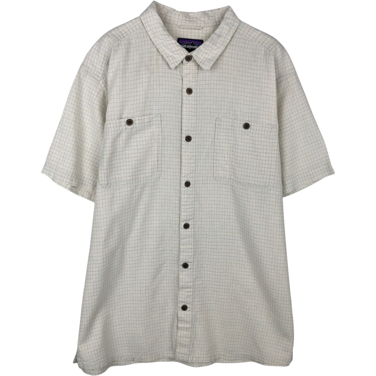 古着 パタゴニア Patagonia チェック柄 半袖 オーガニックコットン×リネンシャツ ボックスシャツ メンズL相当/rab182094