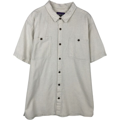 古着 パタゴニア Patagonia チェック柄 半袖 オーガニックコットン×リネンシャツ ボックスシャツ メンズL相当/rab182094