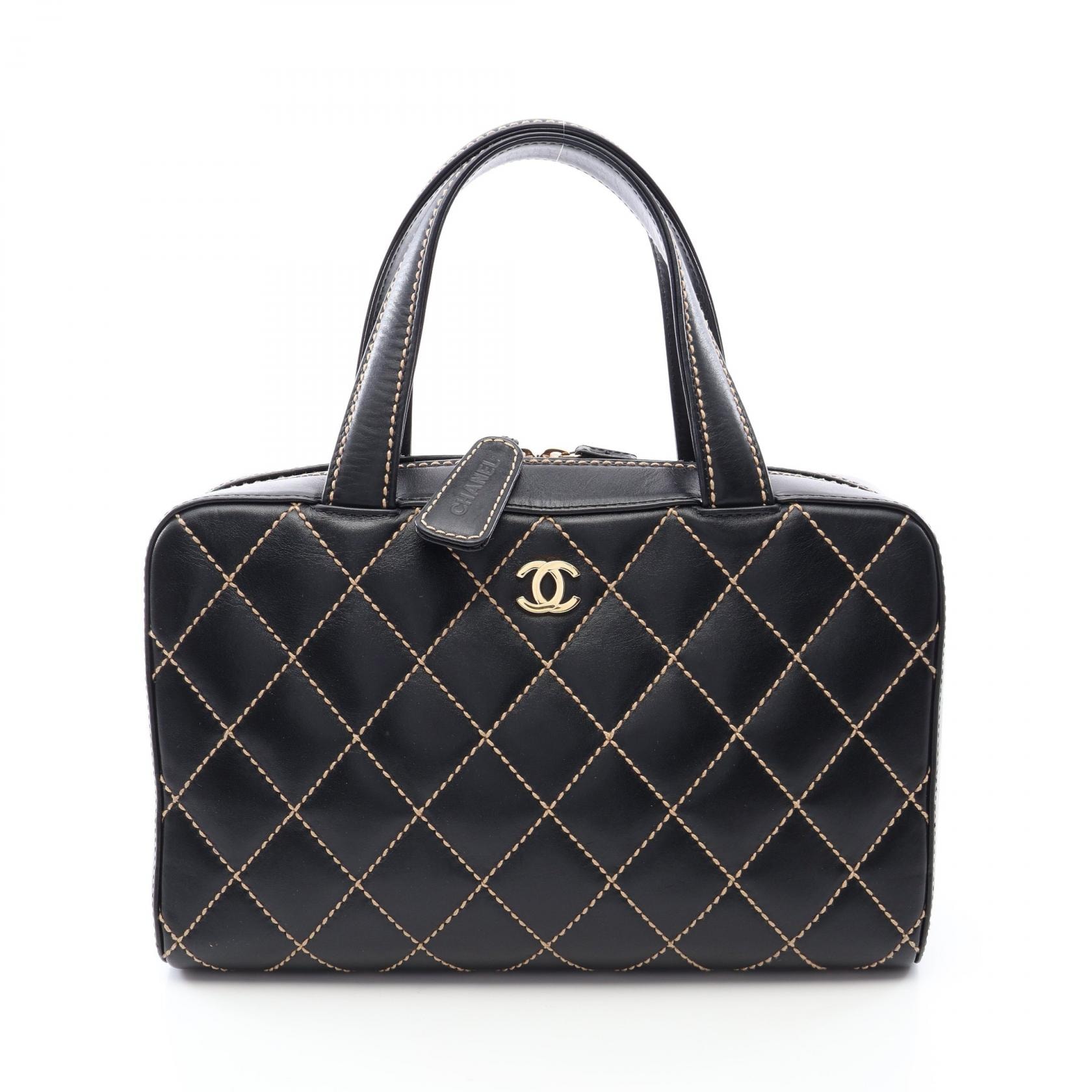 シャネル CHANEL ワイルドステッチ ハンドバッグ バッグ レザー レディース ブラック系 【中古】