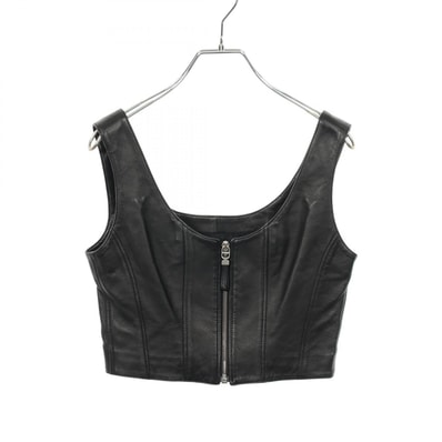 ディオール Dior ジップアップ ベスト 衣料品 トップス レザー レディース ブラック系 125B10AL015 【中古】